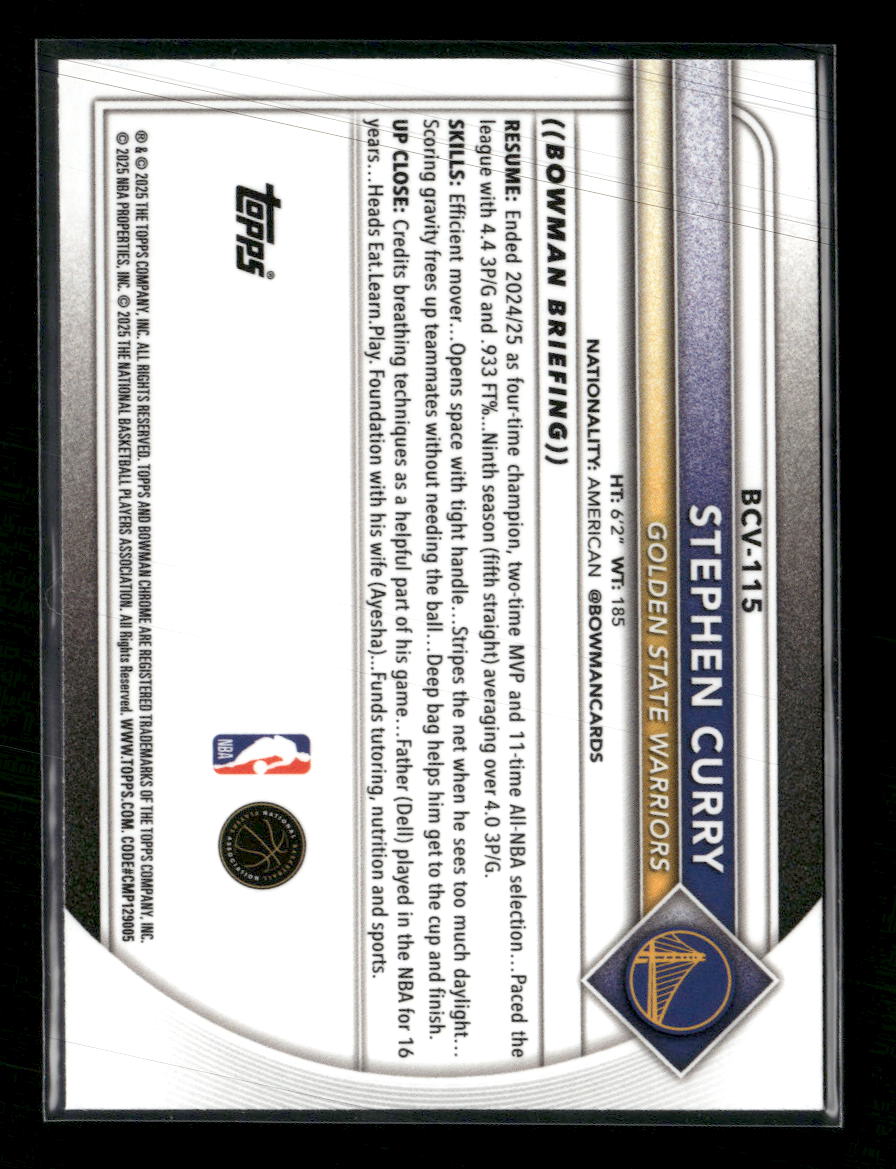 2025-26 Bowman Chrome Green Mojo Refractors Stephen Curry #/99 #BCV-115