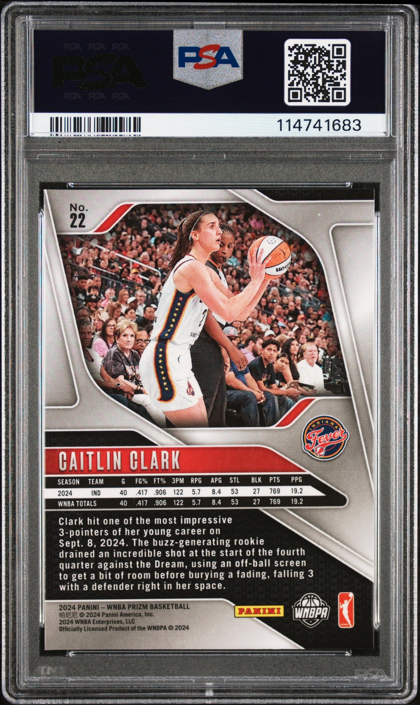 2024 Panini Prizm Wnba Caitlin Clark 9 PSA #22