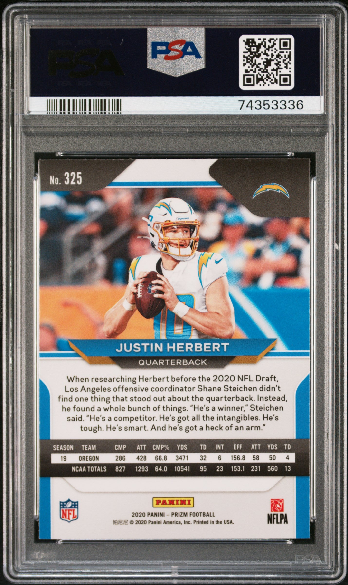 2020 Panini Prizm Variation Justin Herbert 9 PSA #325