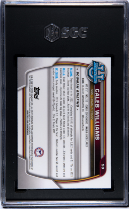 2022 Bowman University Chrome Caleb Williams 9.5 SGC #50