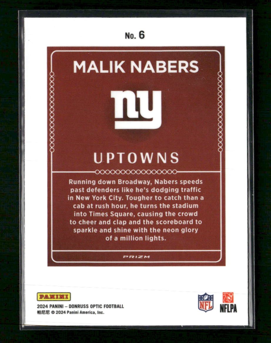2024 Donruss Optic Uptowns Malik Nabers #6