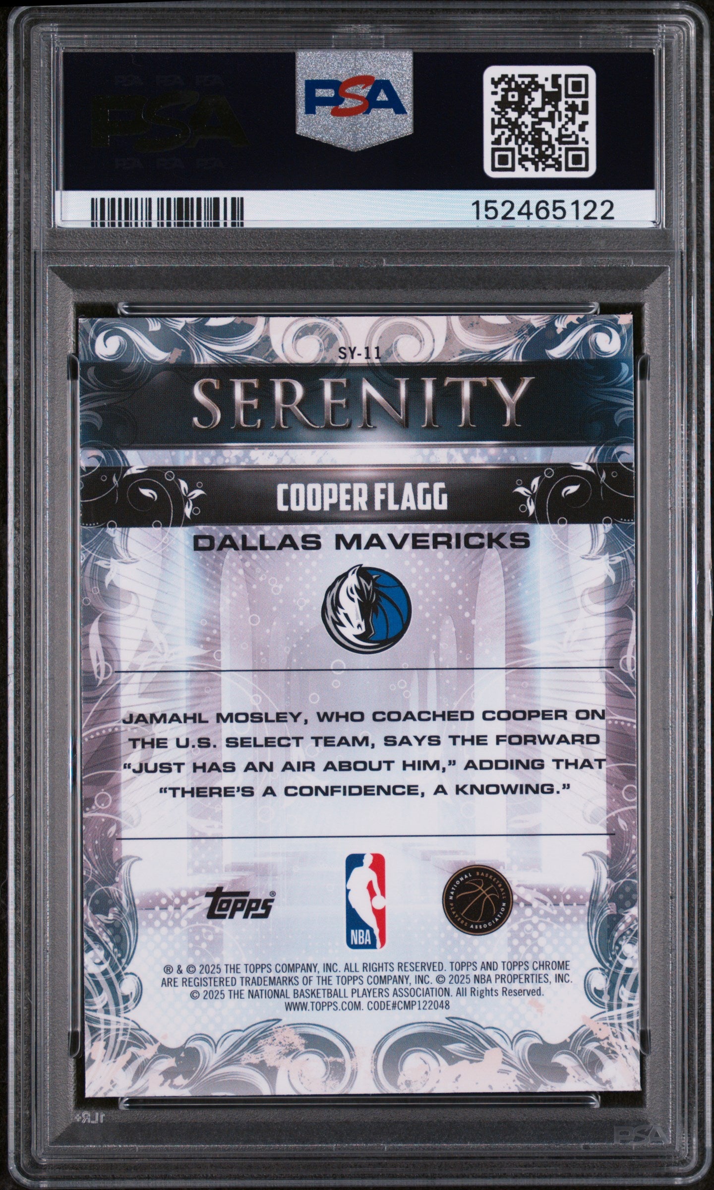 2025 Topps Chrome Serenity Cooper Flagg 10 PSA #SY-11