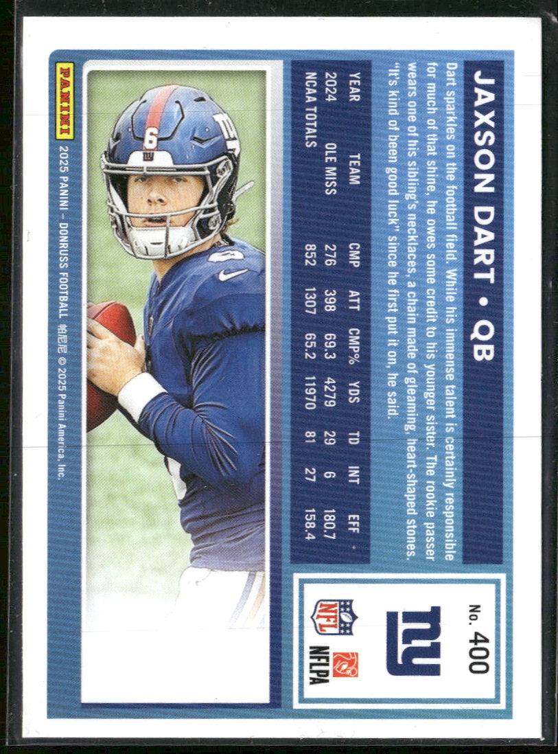 2025 Donruss Press Proofs Green Jaxson Dart Rookie #400