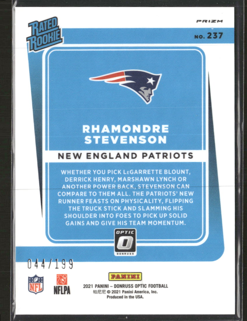 2021 Donruss Optic Orange Rhamondre Stevenson Rookie #/199 #237