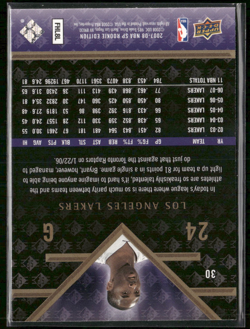 2007-08 SP Rookie Edition Kobe Bryant #30