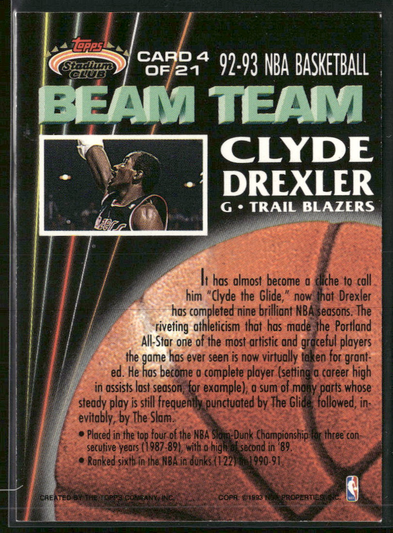 1992-93 Stadium Club Beam Team Members Only Clyde Drexler #4