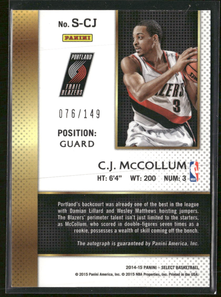 2014-15 Panini Select Signatures C.J. McCollum #/149 Auto #S-CJ