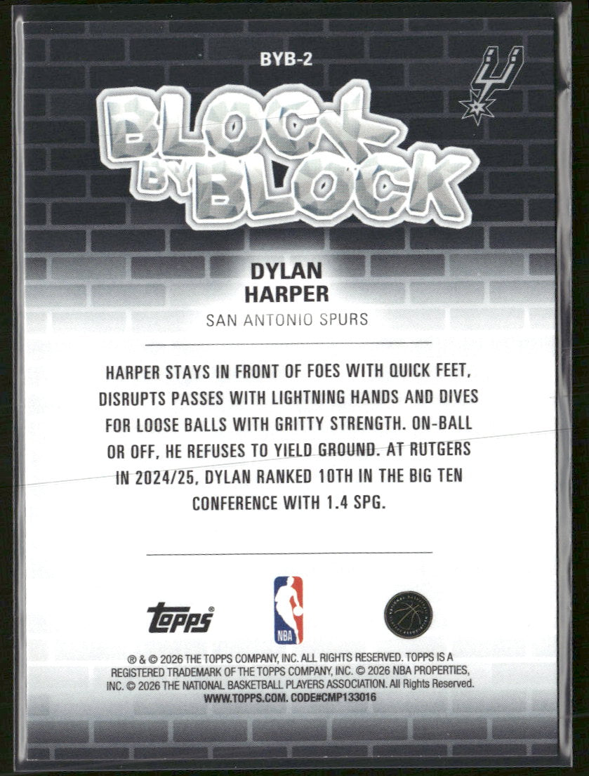 2025-26 Hoops Block By Block Dylan Harper #BYB-2
