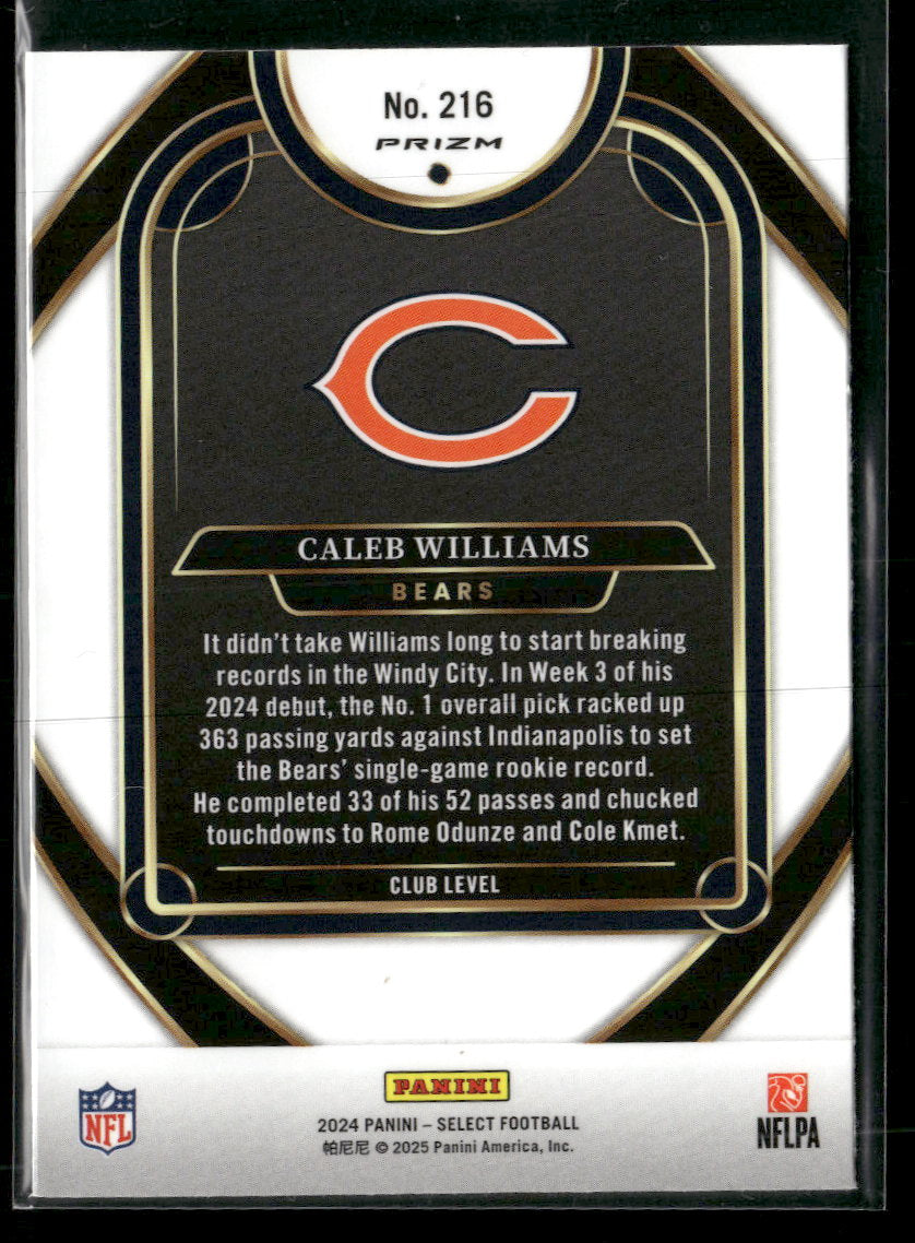 2024 Panini Select Black & Red Prizm Shock Caleb Williams Rookie #216