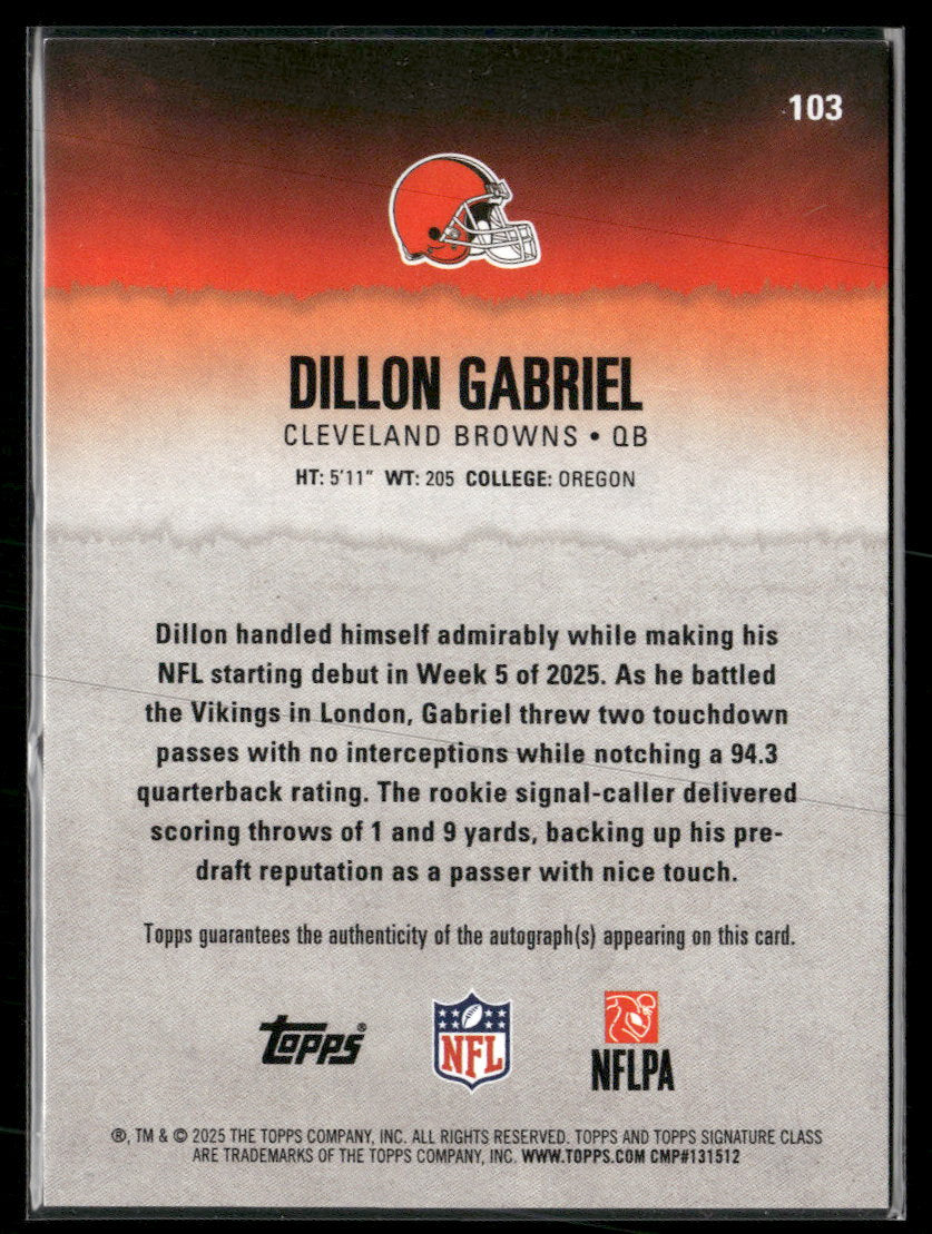 2025 Topps Signature Class Autographs Dillon Gabriel Rookie Auto #103
