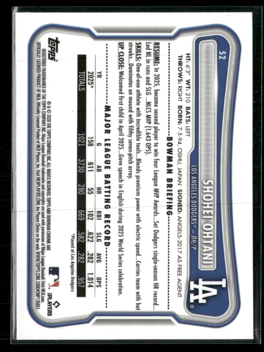 2026 Bowman Chrome Mojo Refractors Shohei Ohtani #52