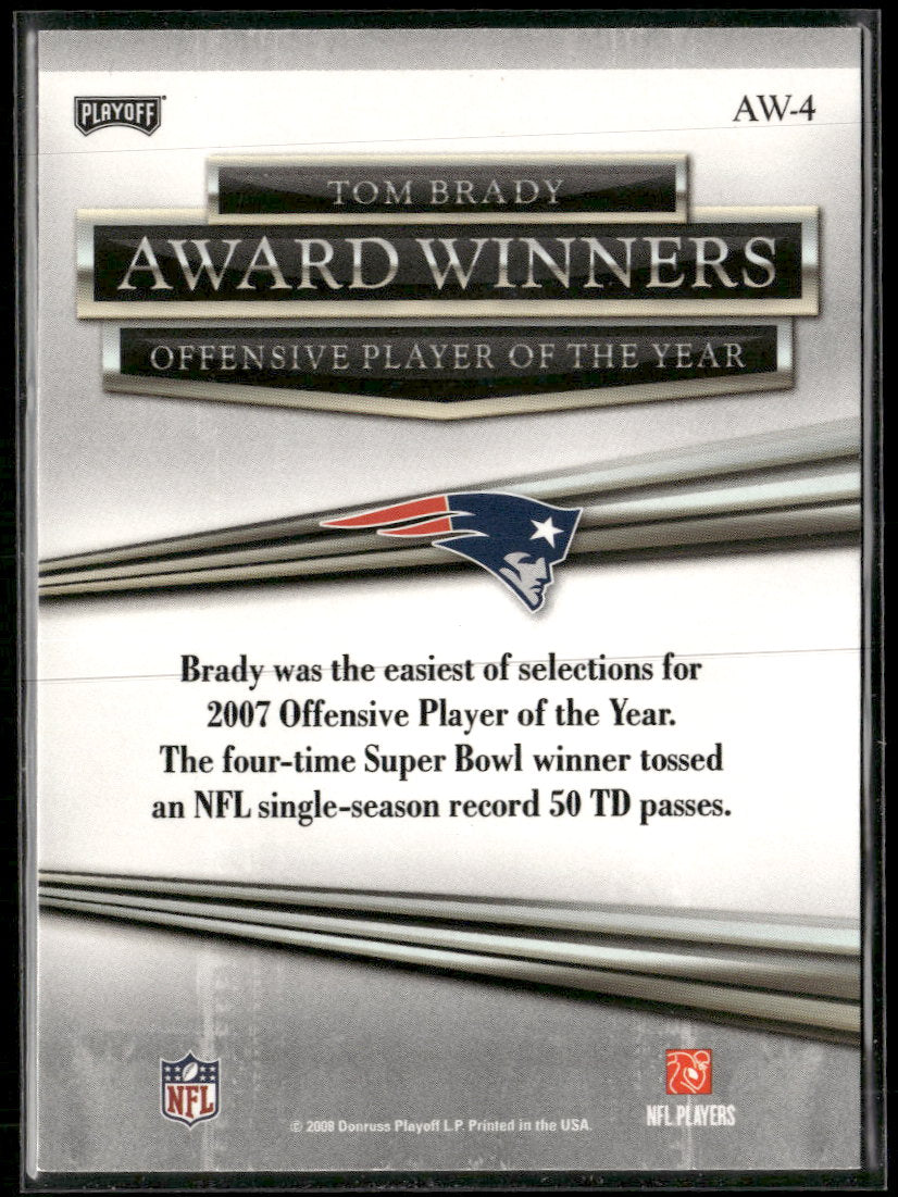 2008 Playoff Prestige Award Winners Tom Brady #AW-4
