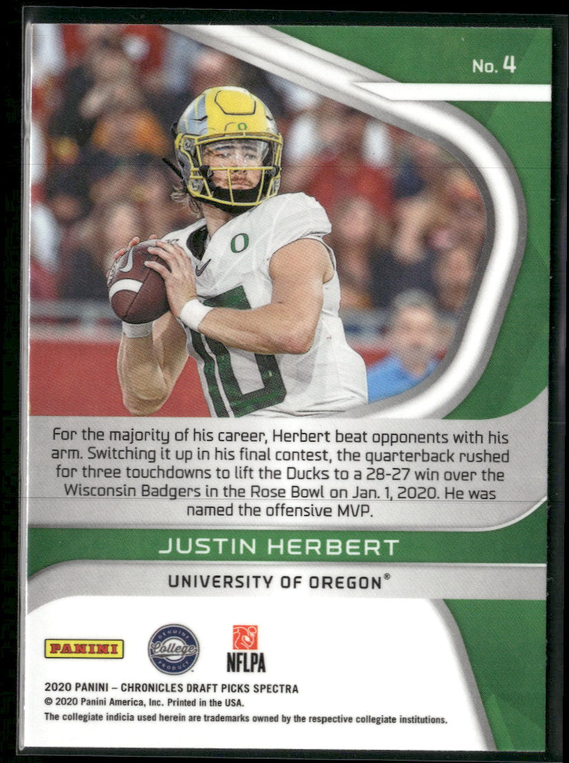 2020 Panini Chronicles Draft Picks Spectra Draft Picks Justin Herbert #4