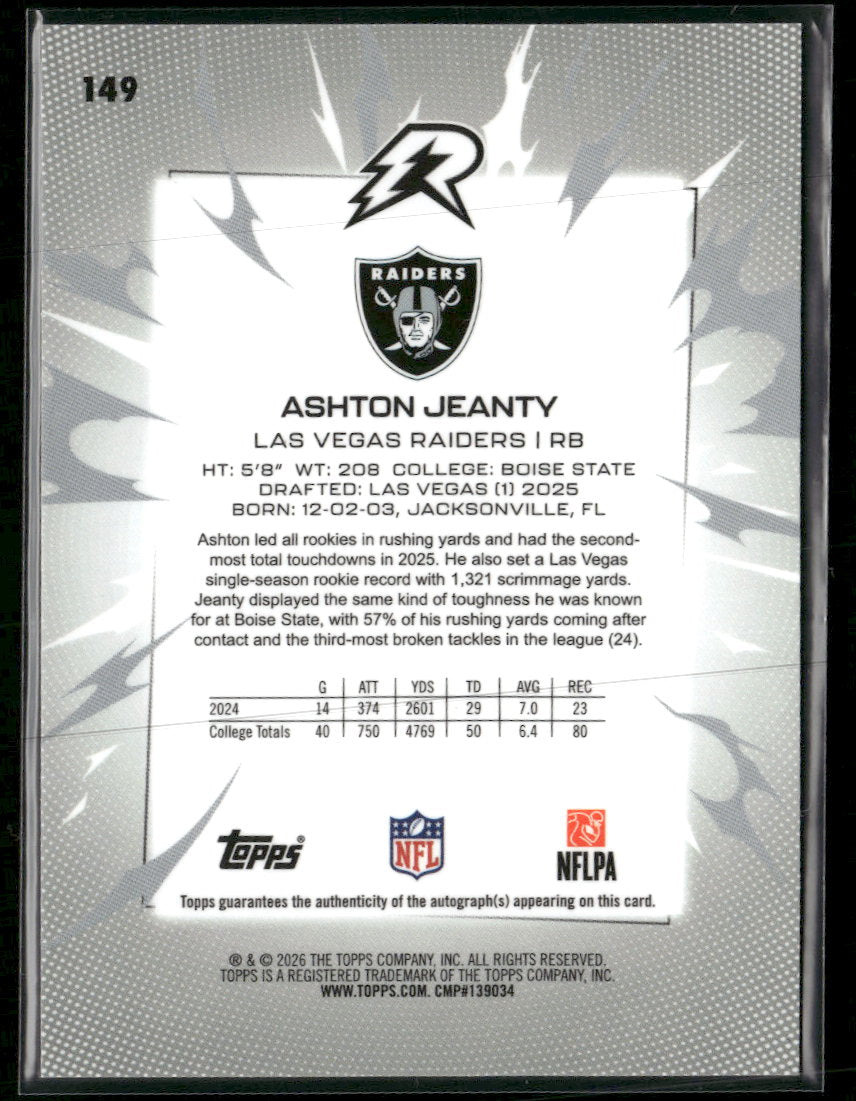 2025 Topps Resurgence Signatures Ashton Jeanty Auto #149