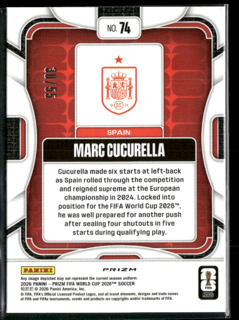 2026 Panini Prizm FIFA World Cup Blue Wave Prizms Marc Cucurella #/55 #74