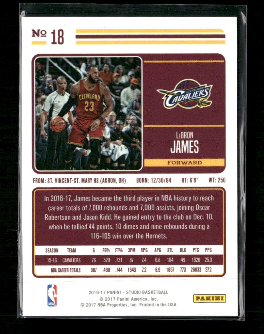 2016-17 Panini Studio LeBron James #18