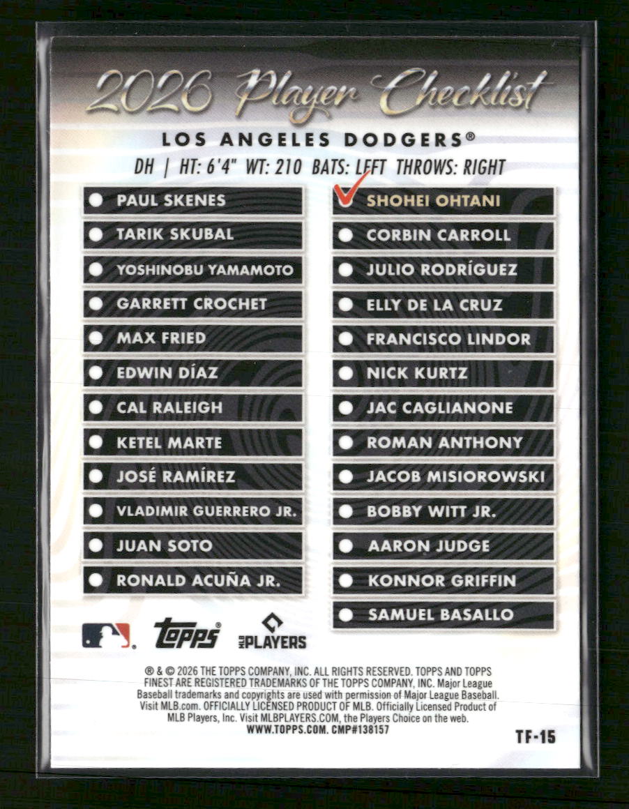 2026 Finest Topps Team Finest Shohei Ohtani #TF-15