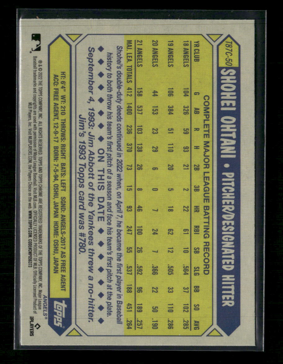 2022 Topps Update Baseball 35th Anniversary Chrome Shohei Ohtani #T87C-50