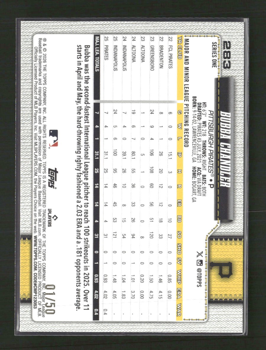 2026 Topps Spring Training Gold Bubba Chandler #/50 #283