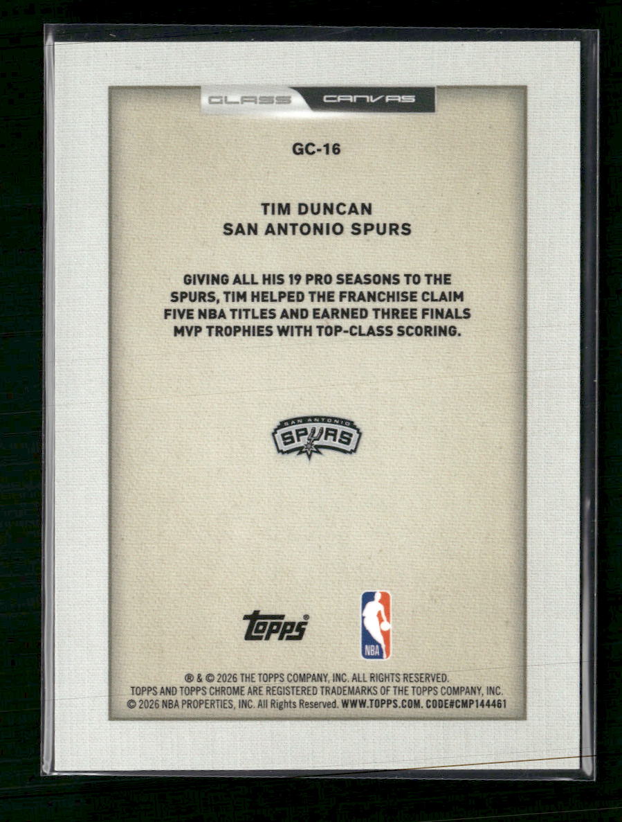 2025-26 Topps Chrome Glass Canvas Tim Duncan #GC-16