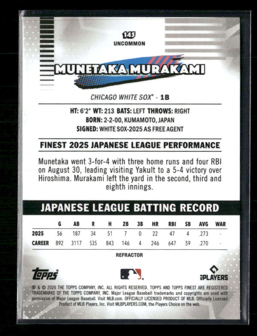 2026 Finest Munetaka Murakami Rookie #145