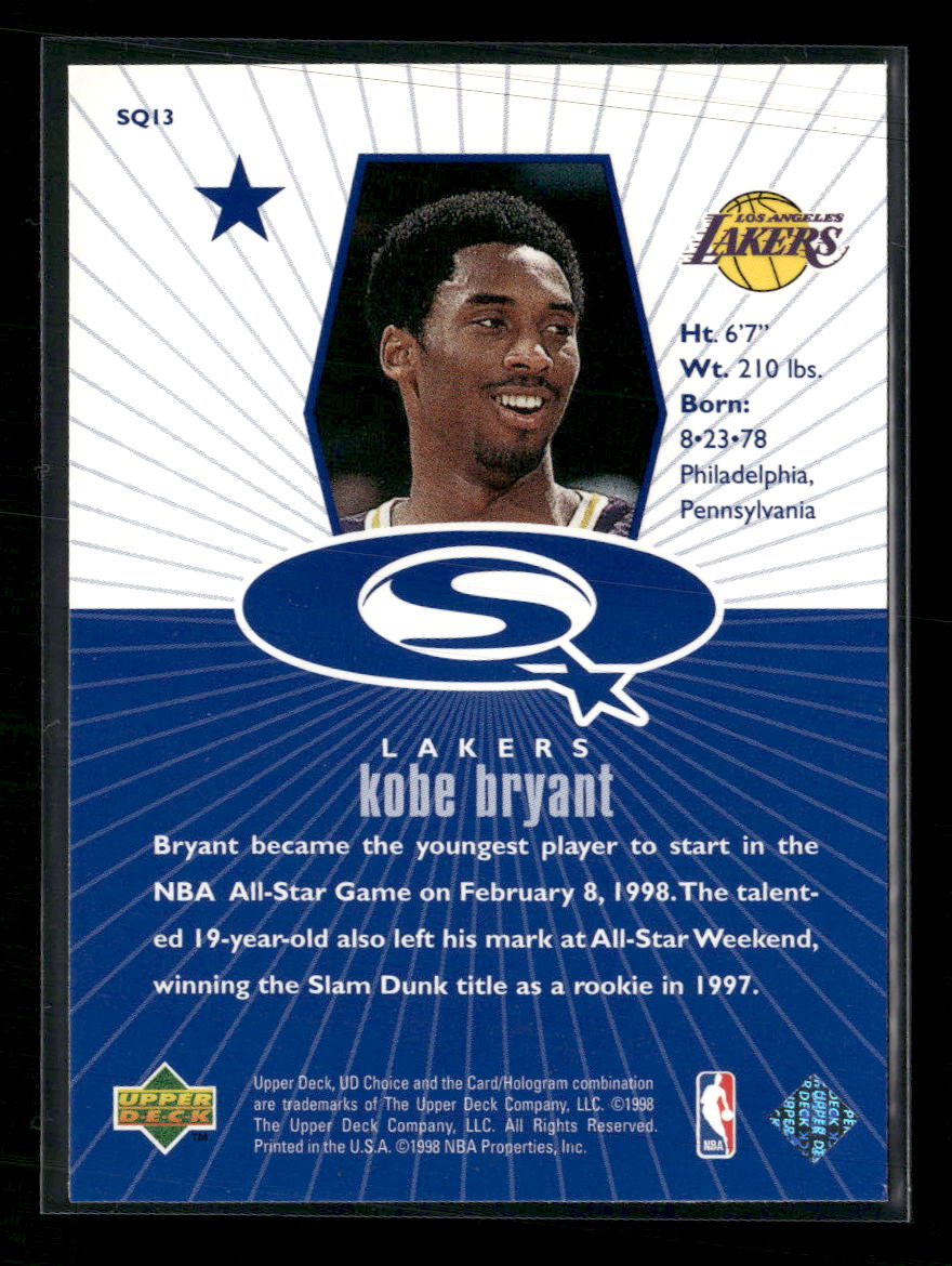 1998-99 UD Choice StarQuest Blue Kobe Bryant #SQ13
