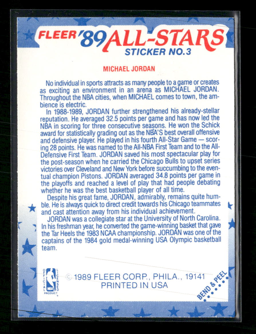 1989-90 Fleer Stickers Michael Jordan #3