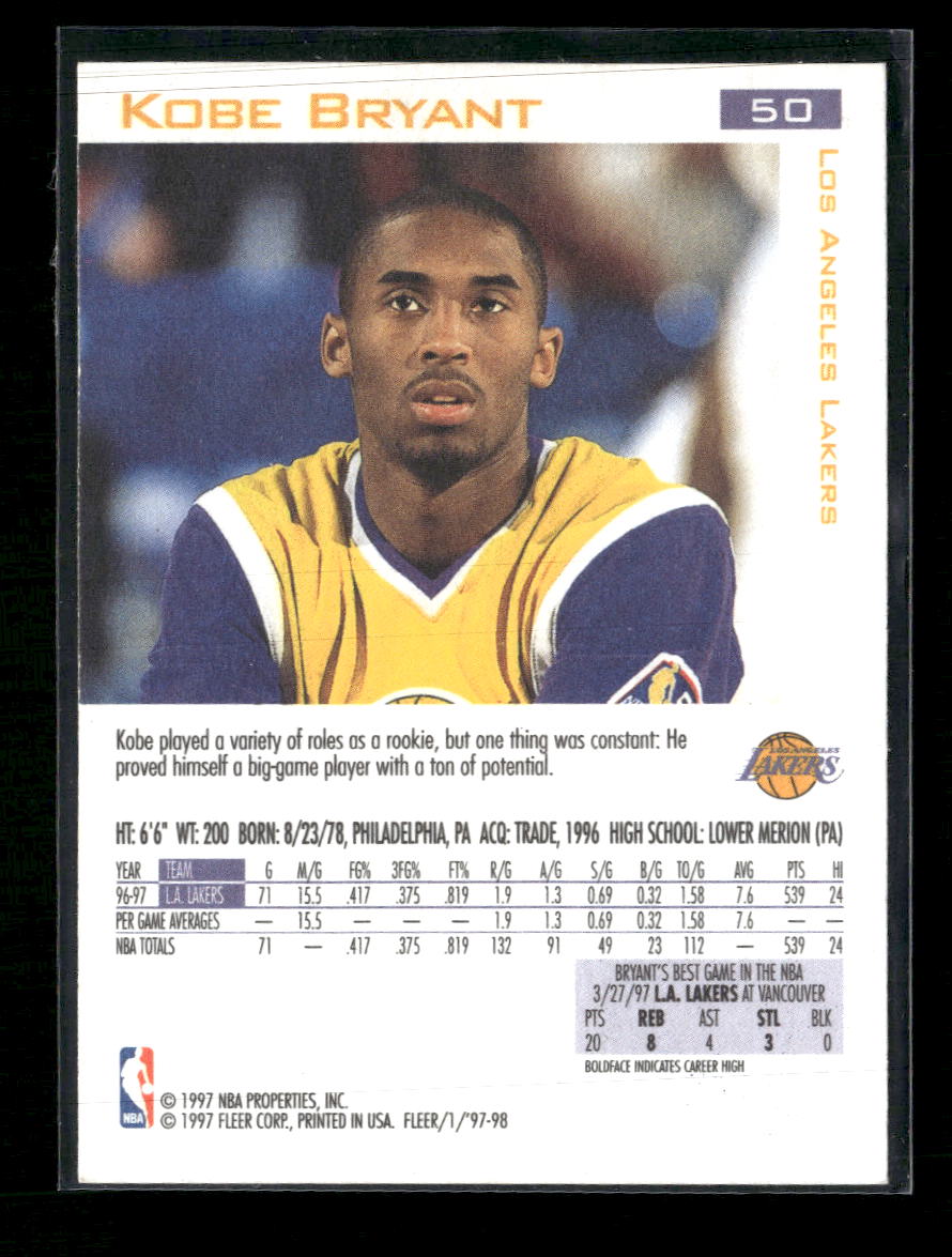 1997-98 Fleer Kobe Bryant #50