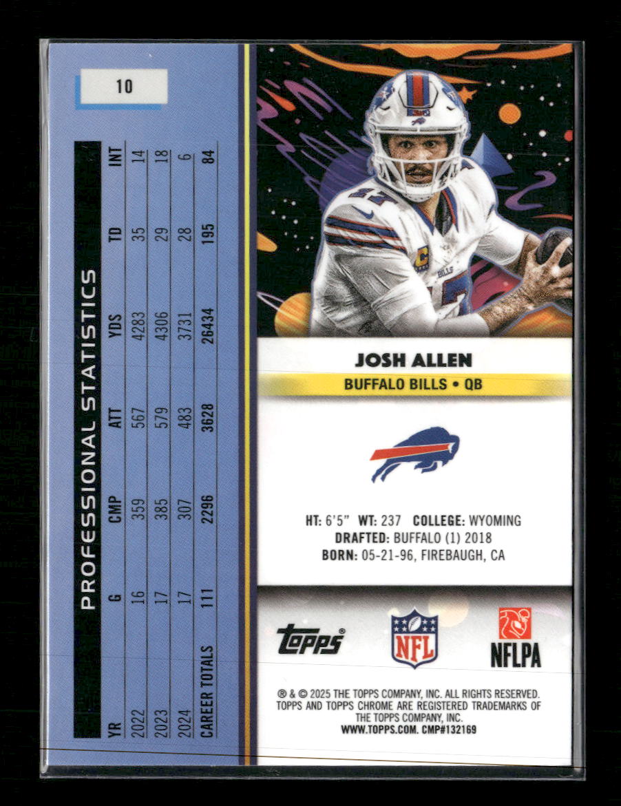 2025 Topps Chrome Cosmic Aqua Equinox Refractor Josh Allen #/199 #10