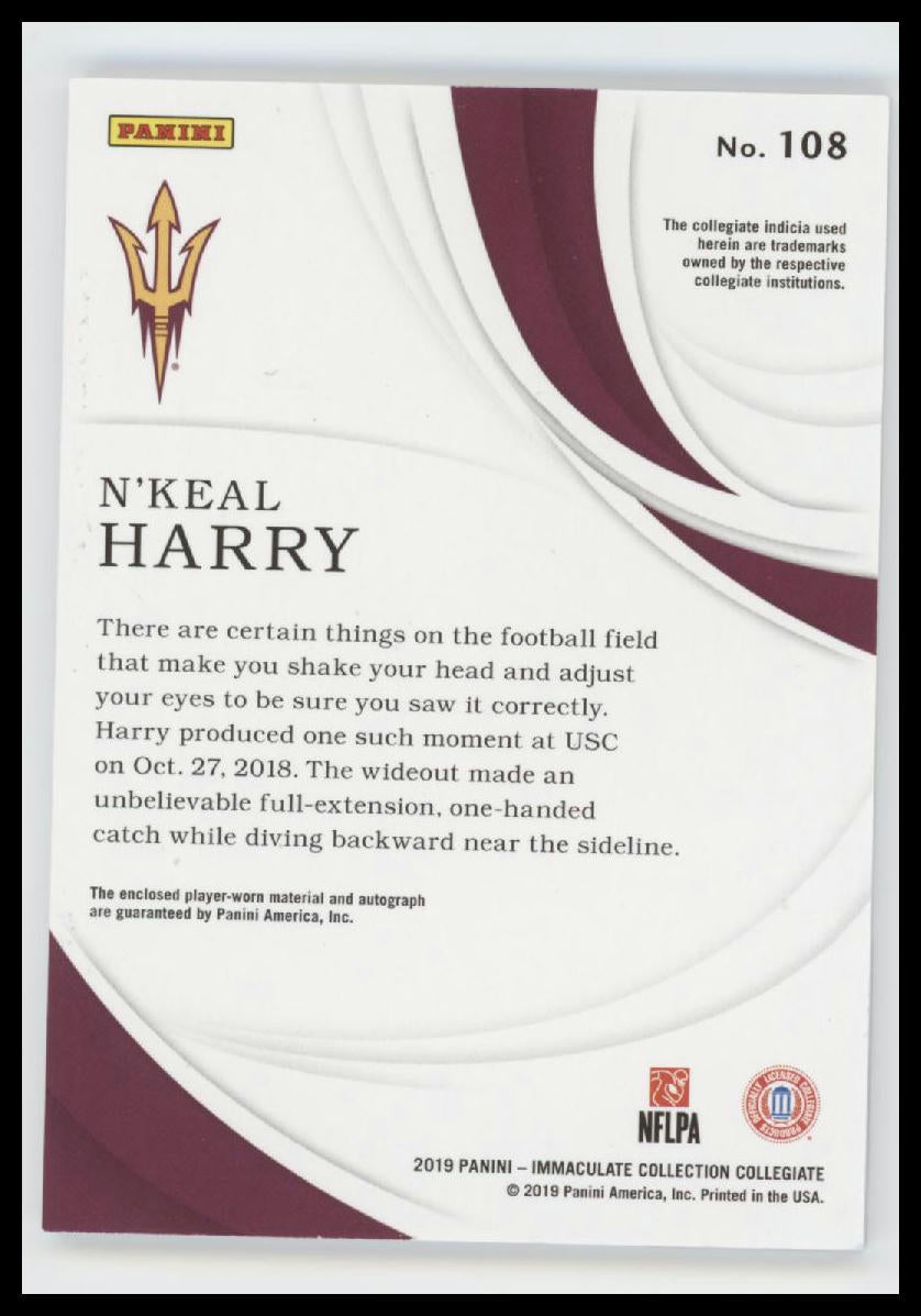 2019 Panini Flawless Collegiate Rookie Gems Signatures N'Keal Harry #/25 AU #108
