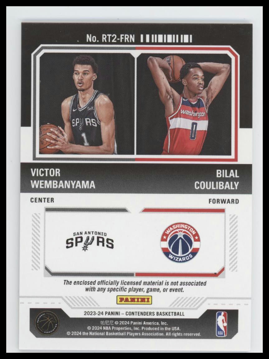 2024 Panini Rookie Swatches Victor Wembanyama/Bilal Coulibaly #RT2-FRN