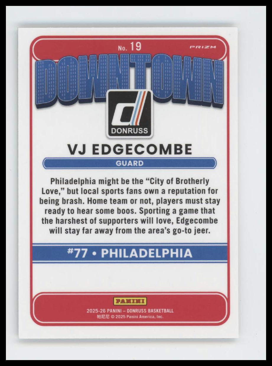 2025-26 Donruss Downtown VJ Edgecombe #19