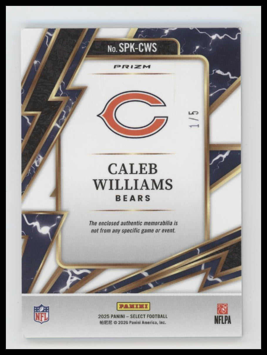 2025 Panini Select Sparks Green Caleb Williams #/5 #SPK-CWS *Surface Damage*
