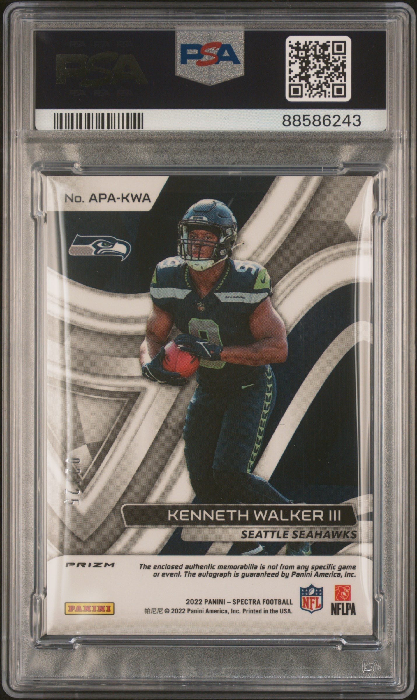 2022 Panini Spectra Aspiring Kenneth Walker Iii Authentic Auto 10 PSA #APAKWA