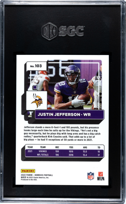 2022 Donruss Premium Press Proof Justin Jefferson 10 SGC #103