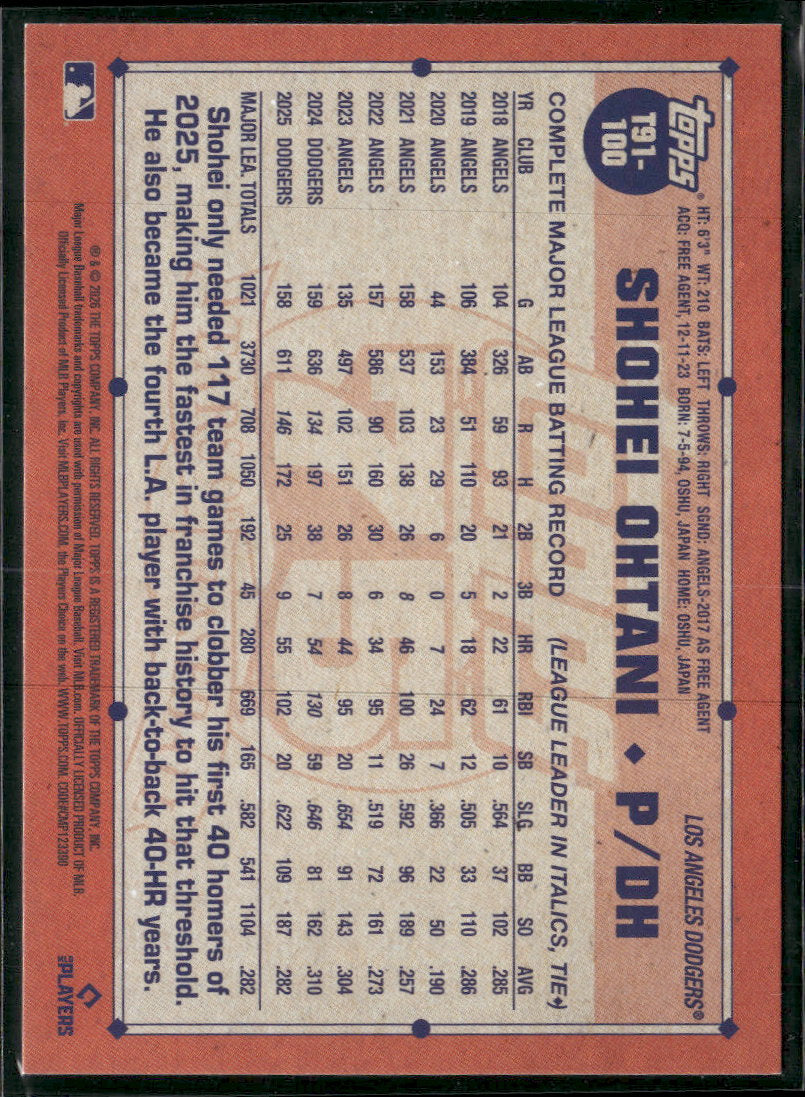 2026 Topps 1991 Baseball 35th Anniversary Crackle Foil Shohei Ohtani #T91-100