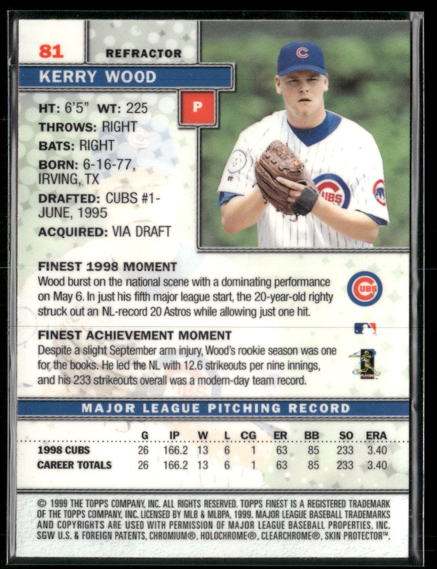 1999 Finest Refractors Kerry Wood #81