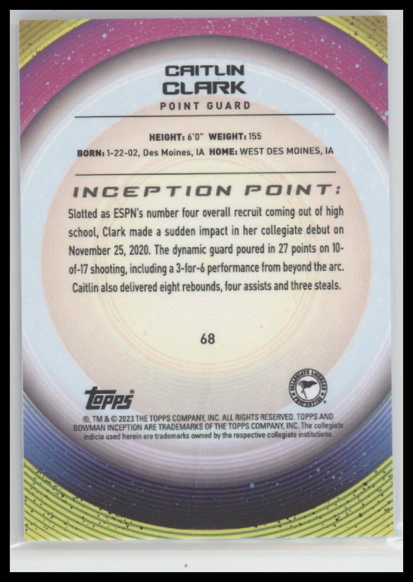 2022-23 Bowman University Inception Caitlin Clark #68