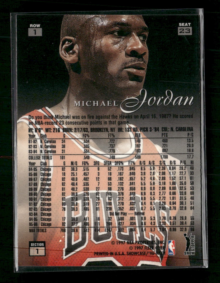 1996-97 Flair Showcase Flair Showcase Row 1 (Grace) Michael Jordan #23