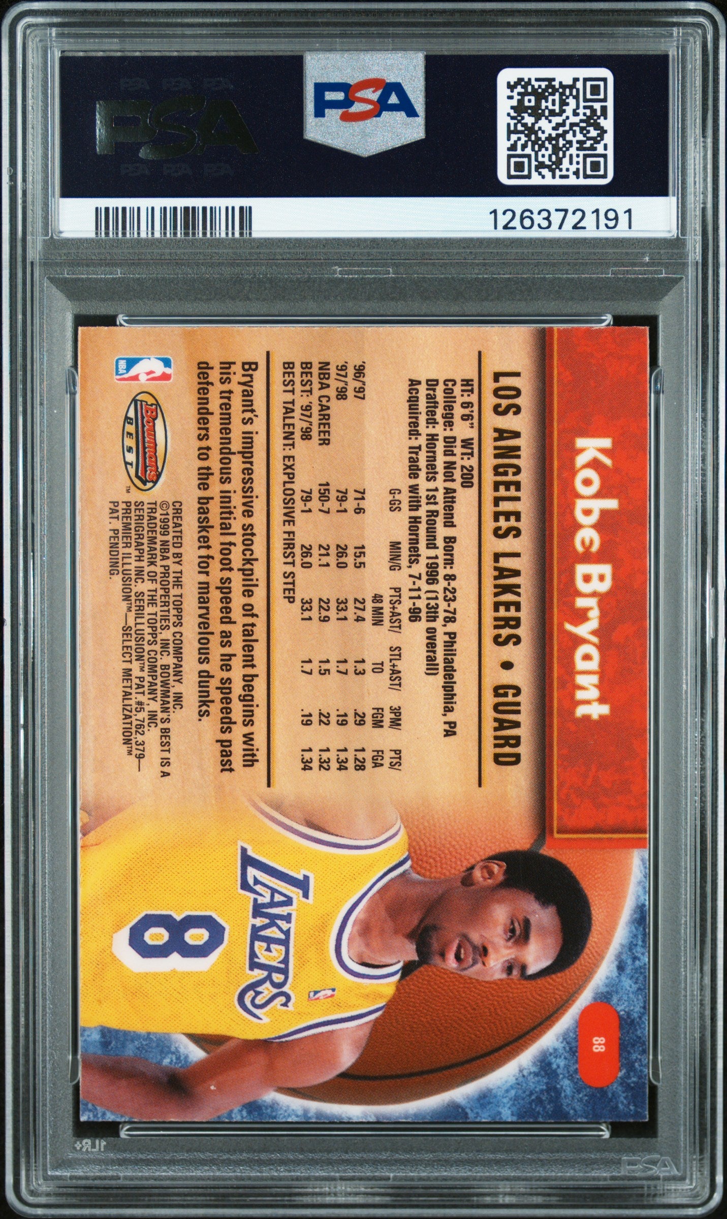 1998 Bowman'S Best Kobe Bryant 8 PSA #88