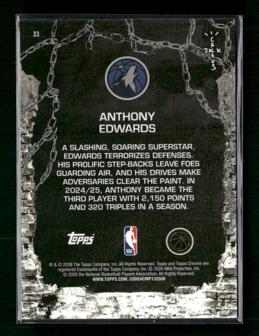 2025-26 Topps Chrome Cactus Jack Orange Refractor /25 Anthony Edwards #33