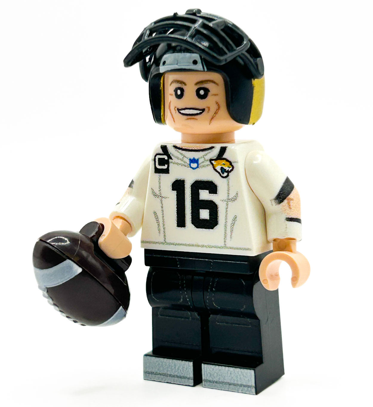 #16 QB Jax Football Player Minifig made using LEGO parts - B3 Customs