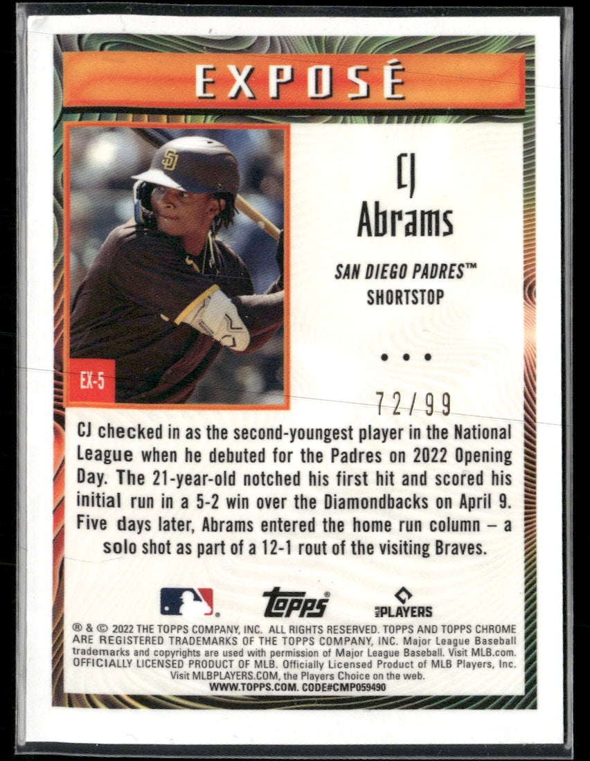 2022 Topps Chrome Sonic Expose Green Refractor CJ Abrams #/99 #EX-5