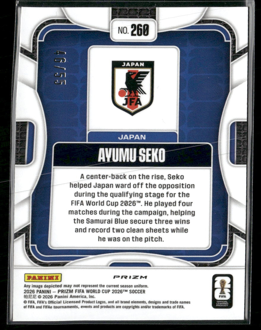 2026 Panini Prizm FIFA World Cup Blue Wave Prizms Ayumu Seko #/55 #260