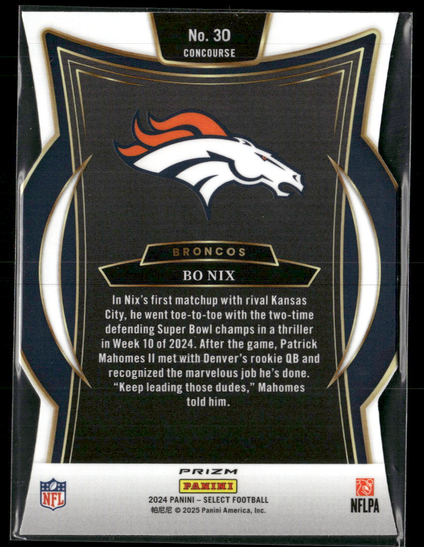 2024 Panini Select Silver Prizm Bo Nix RC #30