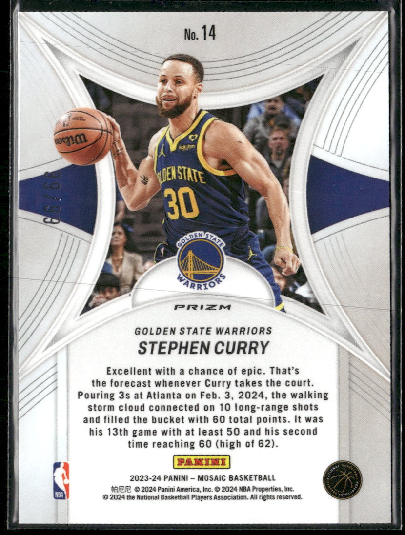 2023-24 Panini Epic Performers Mosaic Reactive Blue Stephen Curry #/99 #14