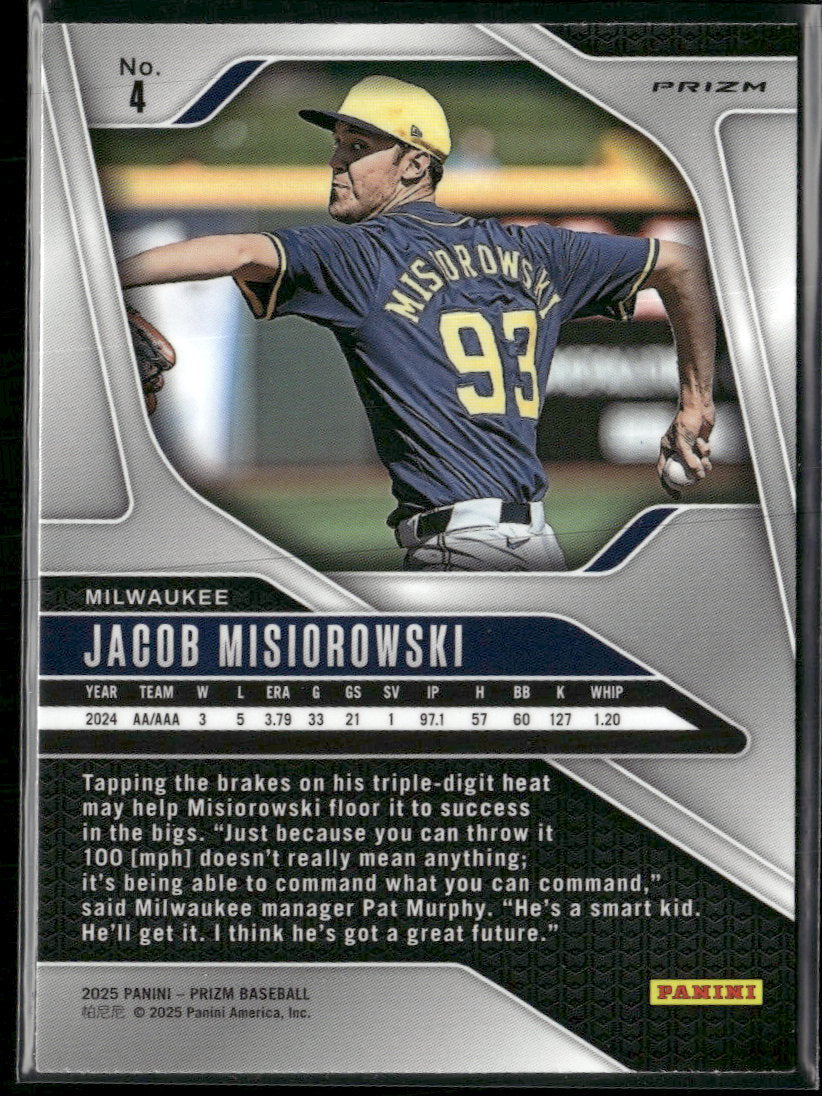 2025 Panini Prizm Green Prizms Jacob Misiorowski #4