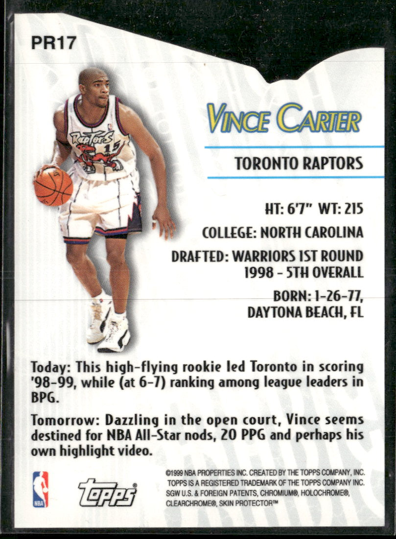 1999-00 Topps Prodigy Vince Carter #PR17