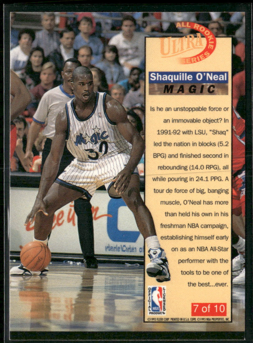 1992-93 Ultra All-Rookie Series Shaquille O'Neal #7