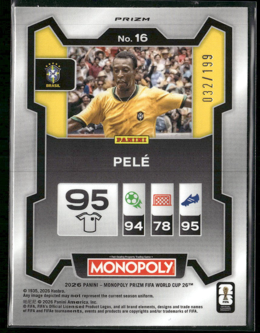 2026 Panini Prizm Monopoly FIFA World Cup Pink Prizms Pele #/199 #16